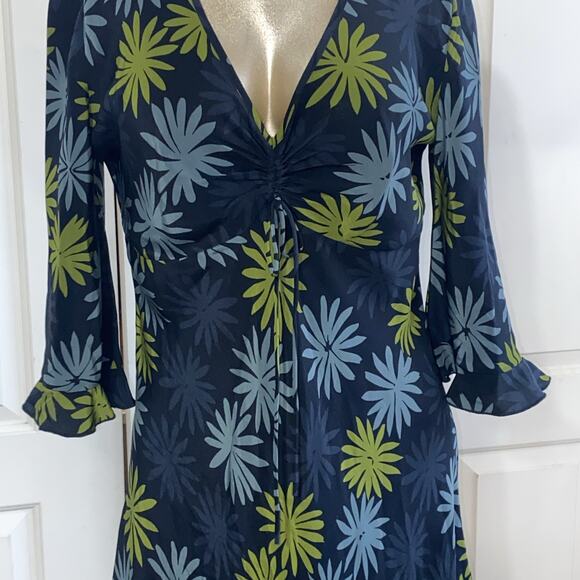 The Limited Vintage 100% Silk Floral print Dress Y2K midi 3/4 sleeve size 10 - Picture 4 of 8